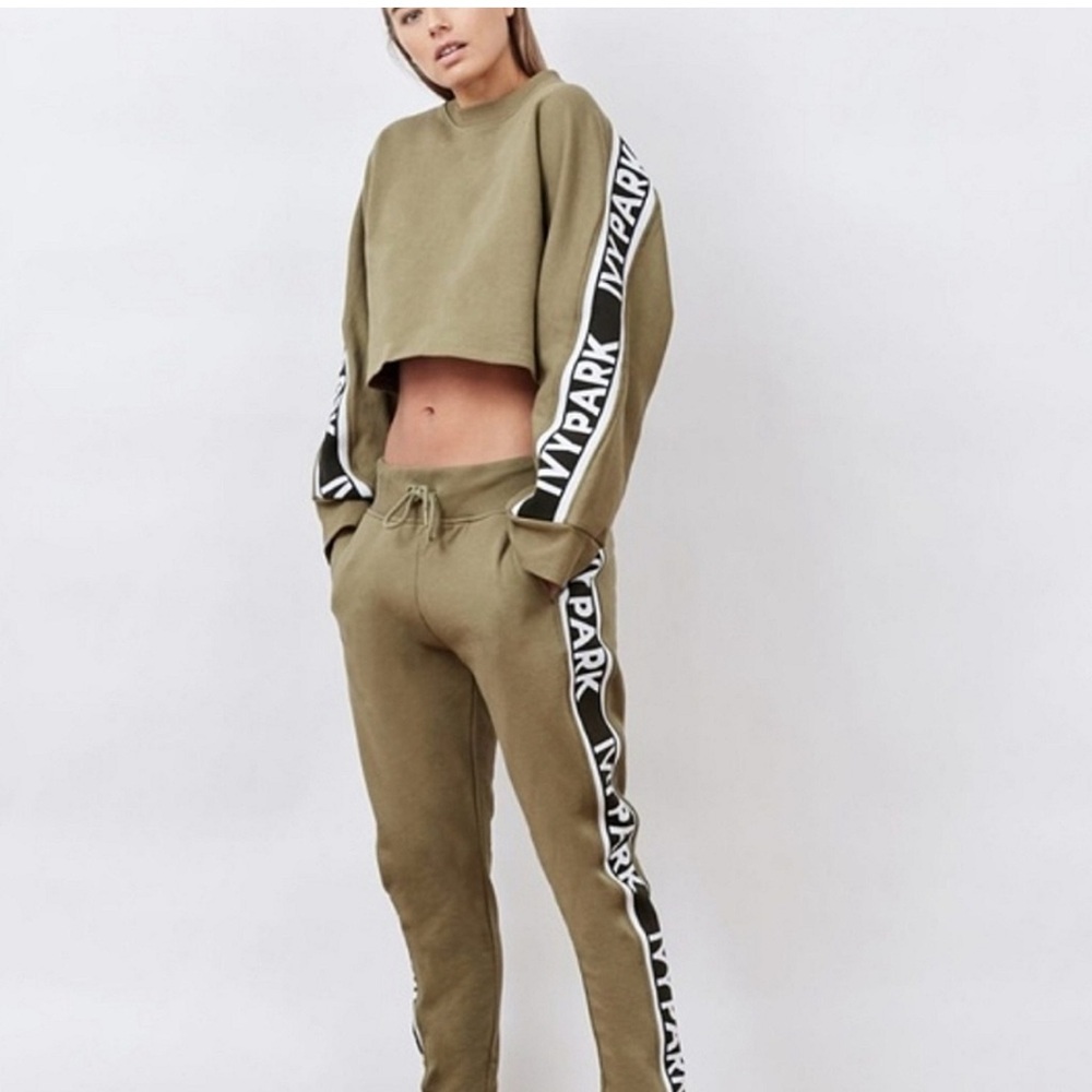 IVY PARK Logo Tape Cropped Sweatshirt in Olive - Picture 6 of 6